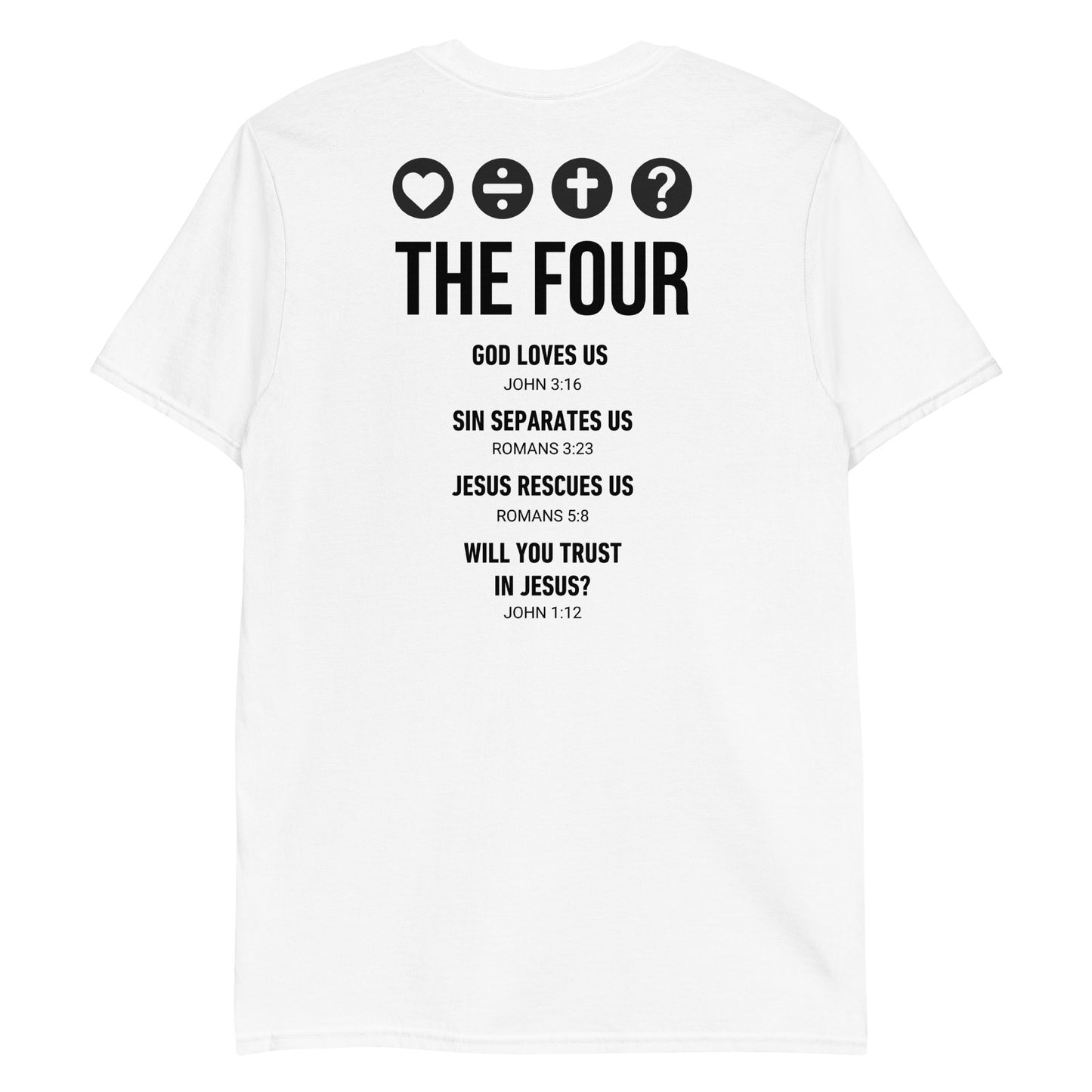 The Four T-shirt soft grey (front and back)