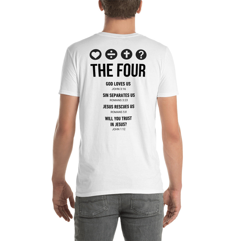 The Four T-shirt soft grey (front and back)